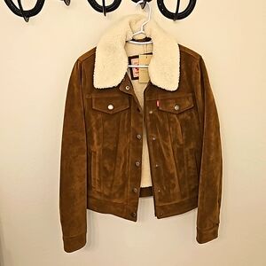 Levis faux suede shearling lined jacket womens xs